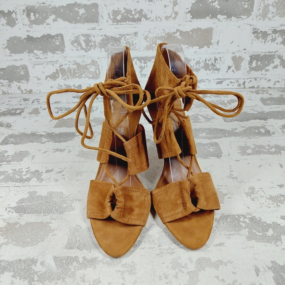 Zara Basic Collection Faux Suede Lace Up Heels F1030 - Picture 3 of 13